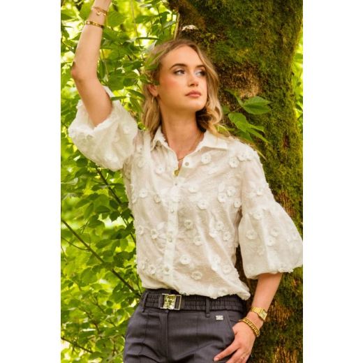 Bild von Tall Damen Bluse Nadine Halbarm Transparent Stickereien