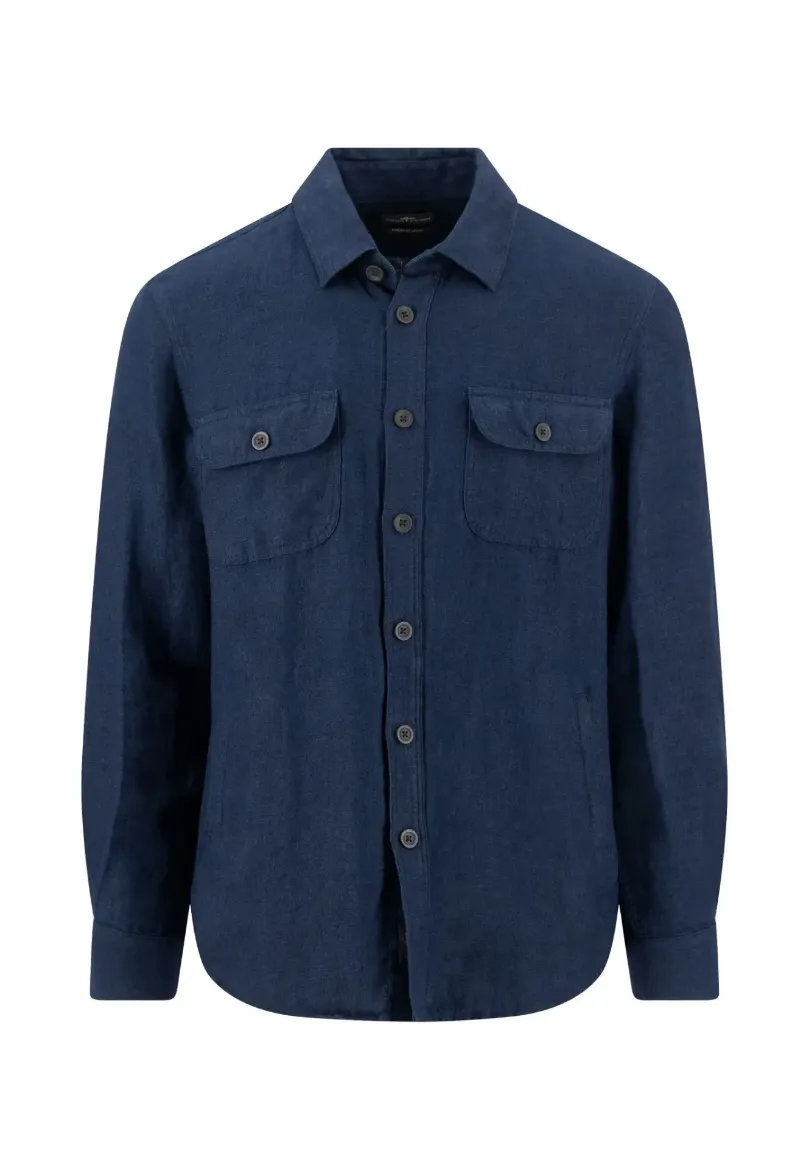 Picture of Tall Men Overshirt Herringbone Linen Extra Long Sleeves 72 cm