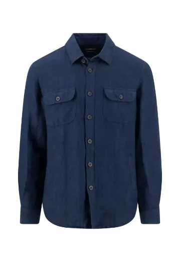 Picture of Tall Men Overshirt Herringbone Linen Extra Long Sleeves 72 cm