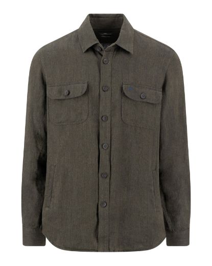 Picture of Tall Men Overshirt Herringbone Linen Extra Long Sleeves 72 cm