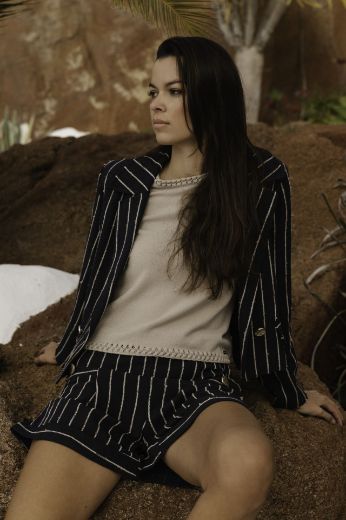 Image de Tall Femmes Blazer Court Vento Fines Rayures