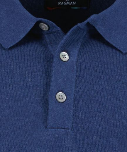 Bild von Tall Herren Kurzarm Strick-Pullover Polokragen