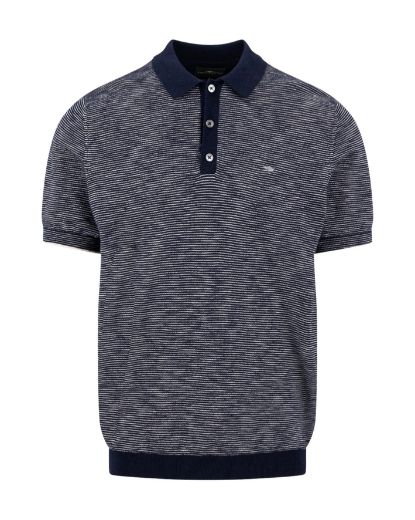 Bild von Tall Herren Poloshirt Baumwolle Leinen, gestreift
