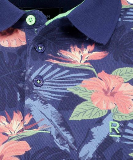 Bild von Tall Herren Poloshirt 100 % Baumwolle Allover Print
