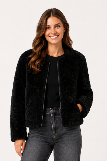 Bild von Tall Damen Jacke Faux Leather Fur