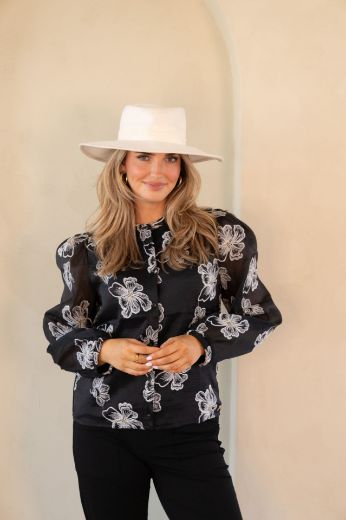 Bild von Tall Damen Bluse Lena Transparent Kontrast-Stickereien