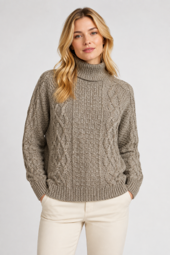 Bild von Tall Damen Zopf-Strickpullover Noortje Mixed Cable