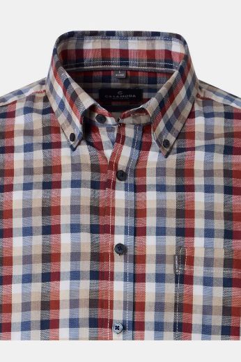 Bild von Tall Herren Hemd Casual Fit Ärmellänge 72 cm, blau orange Karo