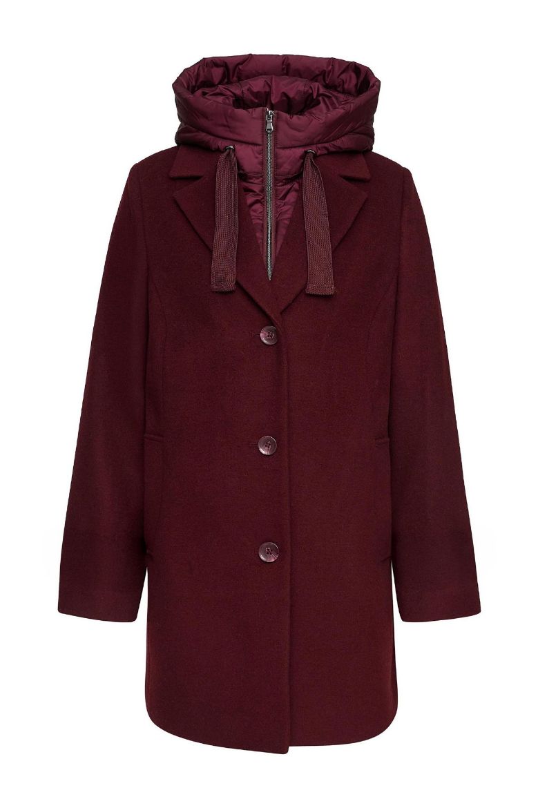 Bild von Tall Damen Long Blazer Wolle Abnehmbare Kapuze