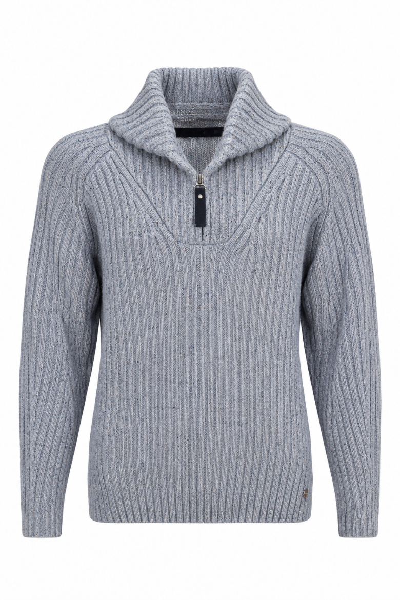 Bild von Tall Herren Strickpullover Stehkragen Zipper